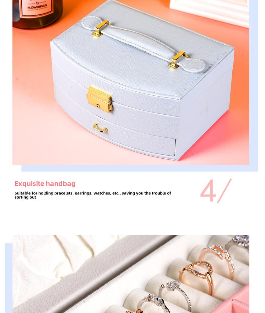 Boîte à bijoux verrouillable multicouche pour boucles d'oreilles – Tiroir de rangement princesse pour enfants