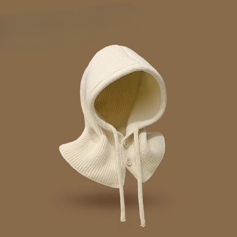 

Осень Зима Теплая Защита Шеи Вязаная Балаклава Шапка Утолщенная Защита Ушей Шерстяная Шапка На Шнурке Цельный Шарф Шапка с Капюшоном