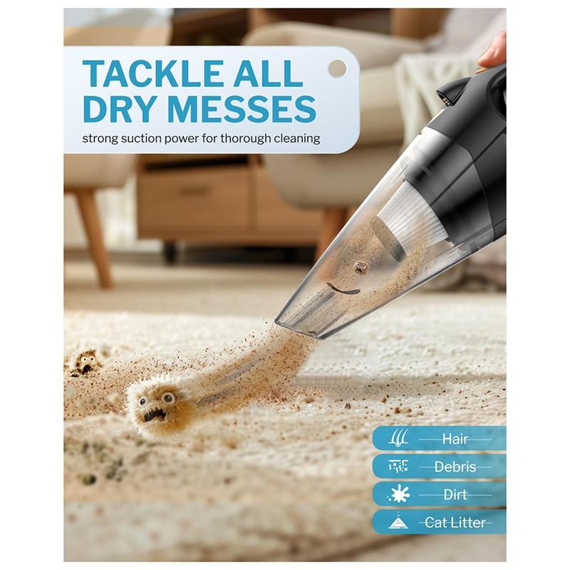 Y37A-Handheld Cordless Vacuum Cleaner - 12000PA Suction, LED Lights, Lightweight, Waterproof