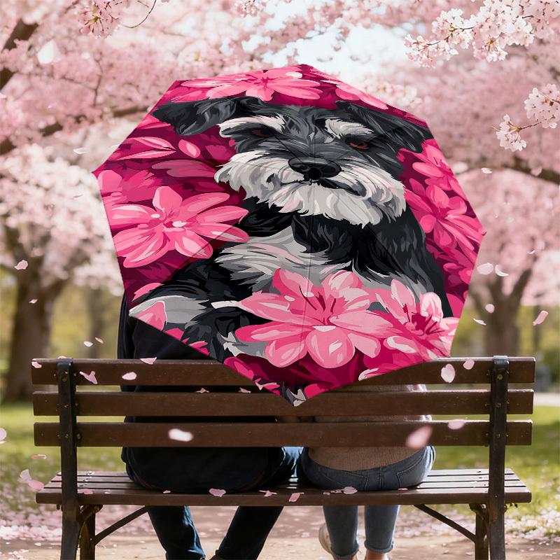 1PC Dog Flowers Automatic Open/Close Umbrella Compact Folding Umbrella with 8-Rib Shaft Lightweight Esign, Highquality Fabric1179A