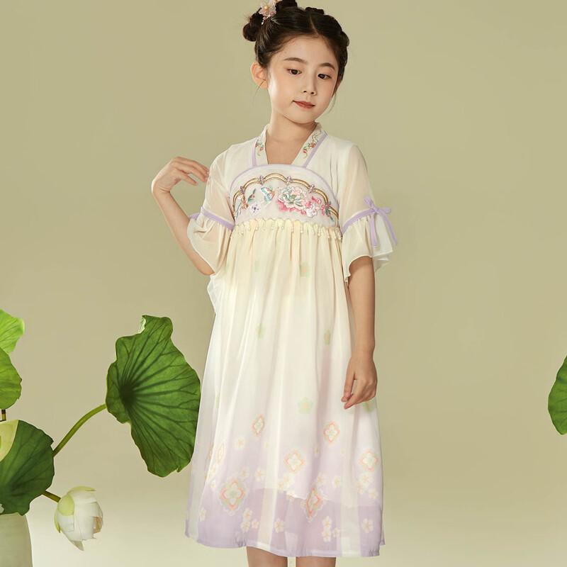 Girls' Princess Hanfu Embroidered Summer Dress