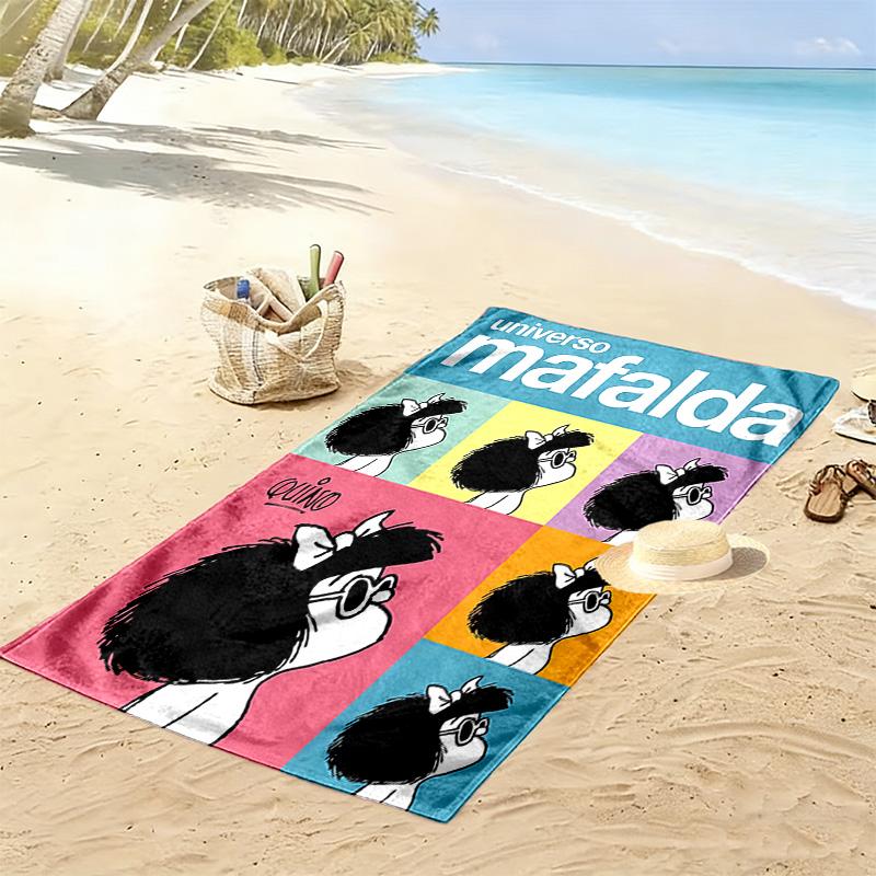 Mafalda Print Beach Towel, Large Soft Quick Dry Towel for Beach Camping Swimming