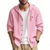 Gant Embroidery Men's Solid Color Casual Long Sleeved Shirt Hooded Drawstring Cotton and Linen Cardigan Trendy Versatile Loose Beach T-shirt