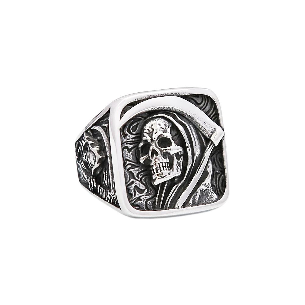 Vintage Edelstahl Tod Sense Totenkopf Ringe für Männer Punk Hip Hop Dominanter Totenkopf Ring Party Biker Schmuck Geschenke Großhandel