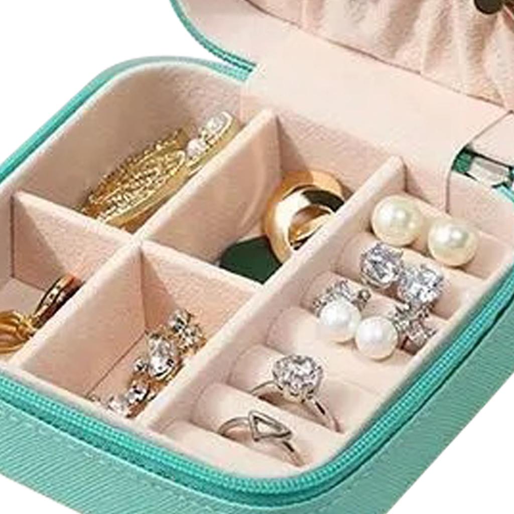 Schmuckkästchen Mintgrün Quadratisch Langlebiges PU-Leder Elegant Weit verbreitetes Schmuckkästchen für Ringe Ohrringe Halskette