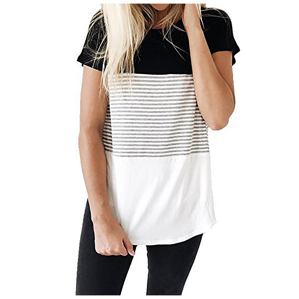 Women's Fashion Short Sleeve Cotton T-shirt Stripe  Maternity Top