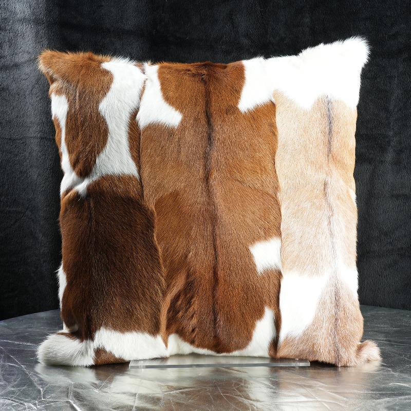 Plush Cow Print Pillowcase 50x50cm Double-sided Cushion Cover Artistic Color-block Throw Pillow Cover Home Decor