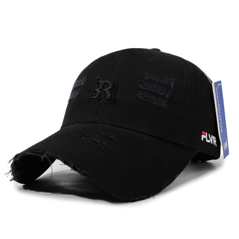 New retro autumn and winter hole letter baseball cap women's hard top casual versatile sunshade cap men's tide