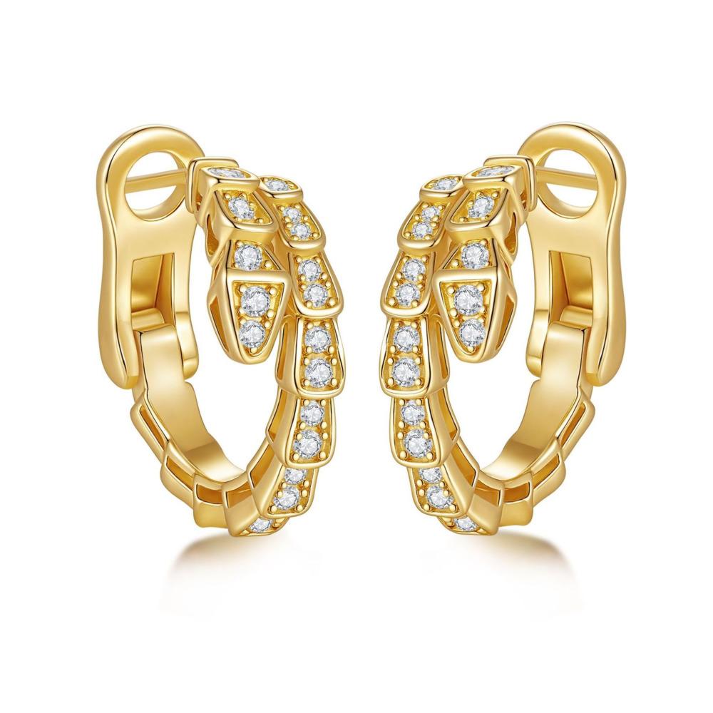 925 Sterling Silver Snake Design Hoop Moissanite Earrings D VVS1 Fine Jewelry For Women Party Daily Gift