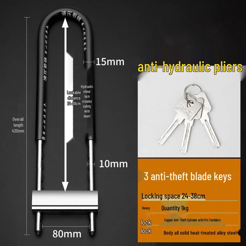 Double Door Password Glass Lock with Extended Code and Anti-theft U-lock for Electric Vehicles