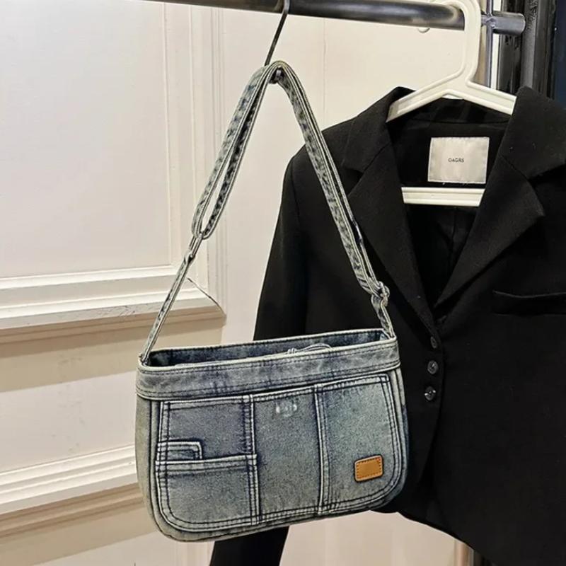 Geantă crossbody nouă din denim vintage, cu capacitate mare, genți de umăr de înaltă calitate, versatilă, geantă de navetă pentru studenți