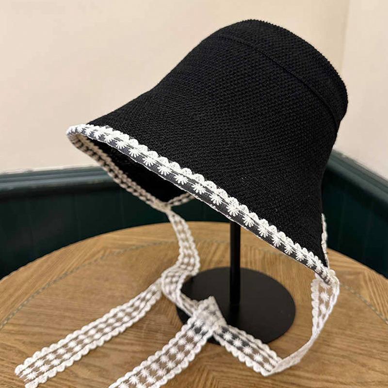 Hat women's knitted hat summer sunshade sunscreen hat sun hat advanced sense bucket hat show small face