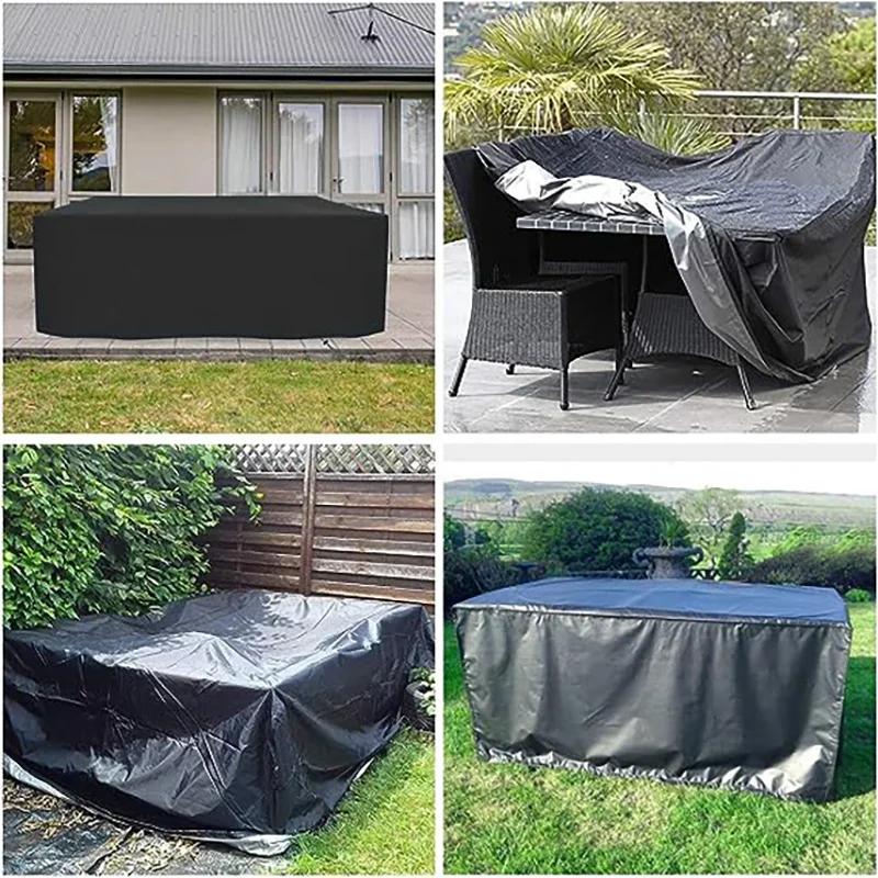 135Size Outdoor Furniture Cover Set, 210D Heavy Duty Waterproof Material, Table & Chair Cover, Patio Rain, Snow & Dust Resistant