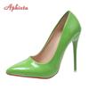 Fashion Aphixta 2025 Spring Super High 12cm Stiletto Heels Pumps Women Shoes Pointed Toe Florescence Patent Leather Office Thin Heel