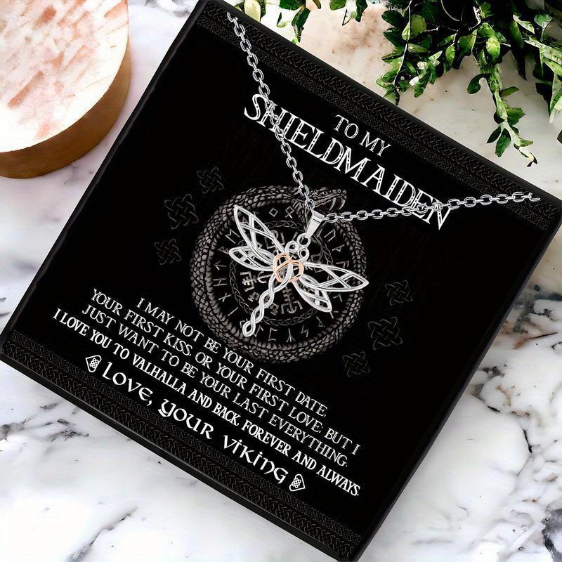 Elegant trollsländhalsband presentförpackning för fru eller flickvän, Vikingbohemisk stil, Perfekt julklapp Thanksgiving-present