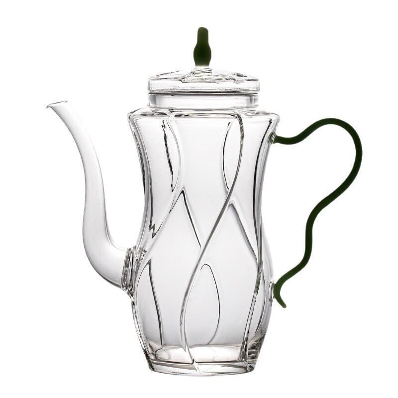 Heat-Resistant Borosilicate Glass Teapot with Green Handle