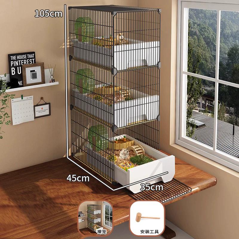 Large Hamster Cage with Easy-Clean Drawers Luxury Villa Habitat Spacious Rodent Enclosure Landscape Design Dedicated Pet Home