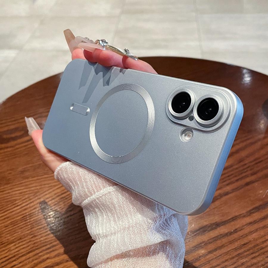 

Роскошный металлический чехол-бампер с магнитной беспроводной зарядкой для iPhone 16 Pro Max 16 Plus iPhone 15 Pro 14 Plus 13 12 11 iPhone 7/8/SE2/SE3 серебряный