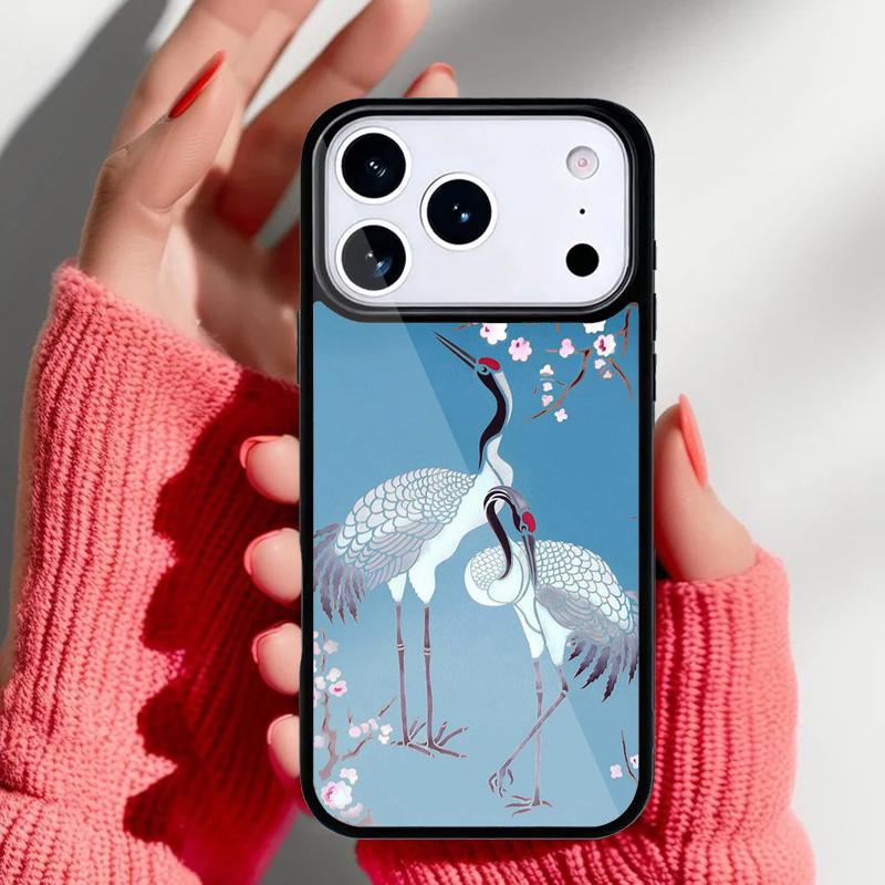 Red-crowned Crane Bird soft Phone Case for iPhone 17 Air 16e 15 14 13 Pro Max Back Cover for 12 11 Pro Coque