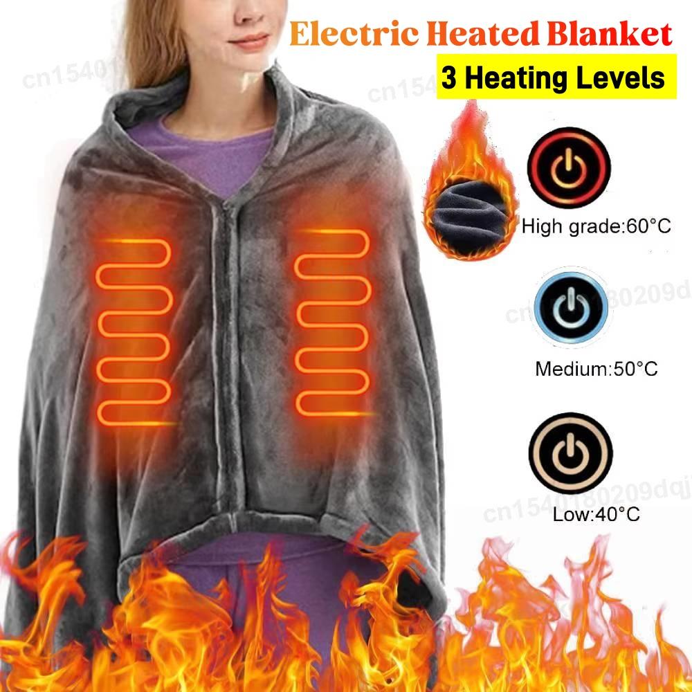 Office Wearable USB Electric Heated Blanket Washable Body Warmer Blanket Home 5v 3 Heated Level Throw Blanket 9 Heated Areas