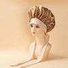 Sleeping Satin Bonnet with Elastic Tie Band Adjustable Large Silk Hair Bonnet Wrap Solid Color Women Braids Long Curly Hair Night Sleep Cap