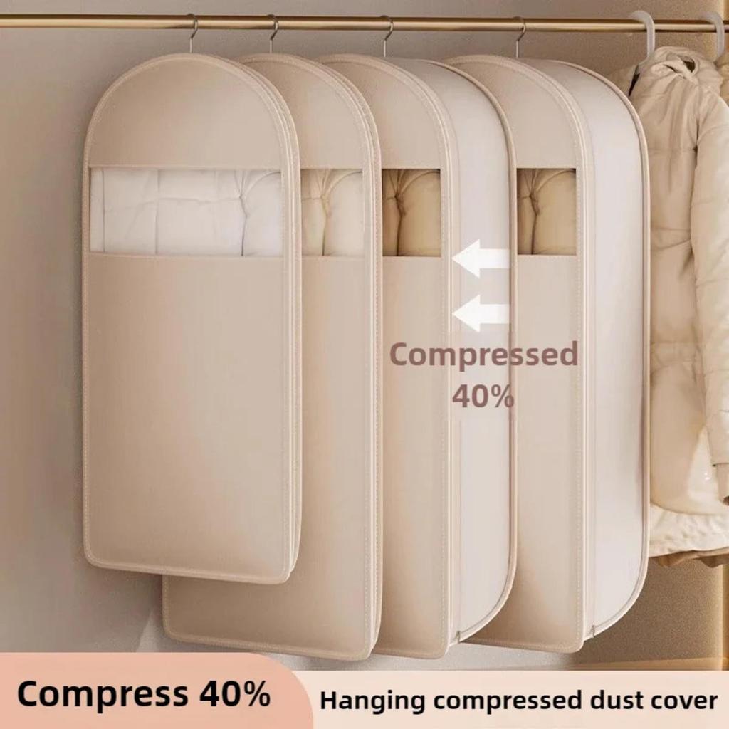 Space Saving Garment Bag with Compression Zipper for Hanging Clothes Closet Organizers Dust Cover Clothes Bag for Down Coat