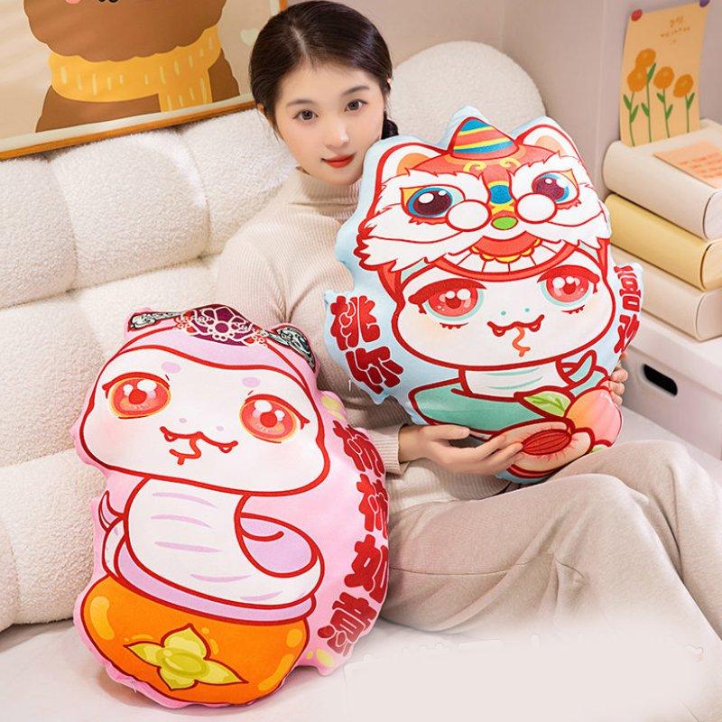 Mascot 2025 Fruit Snake Plush Pillows Room Decoration Spring Festival Gifts