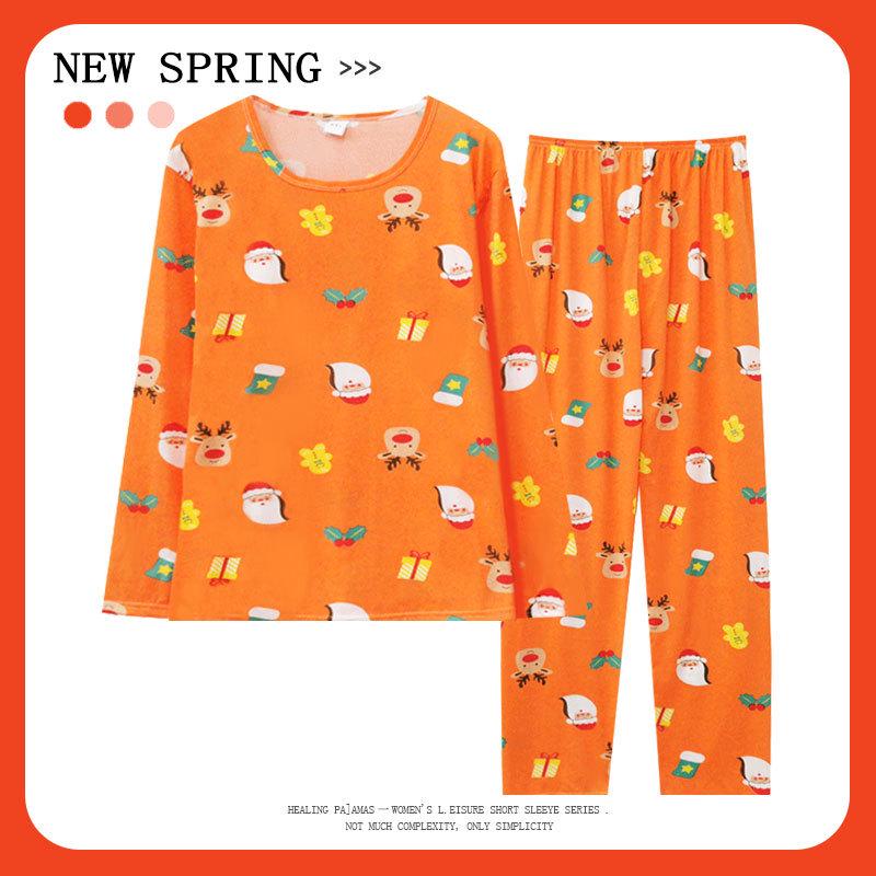 INS Vánoční Roztomilé Kreslené Pyžamo Dámská Sada Pulovru s Dlouhým Rukávem - Sladké, Omlazující Domácí Oblečení pro Dívky, Ideální na Jaro a Podzim