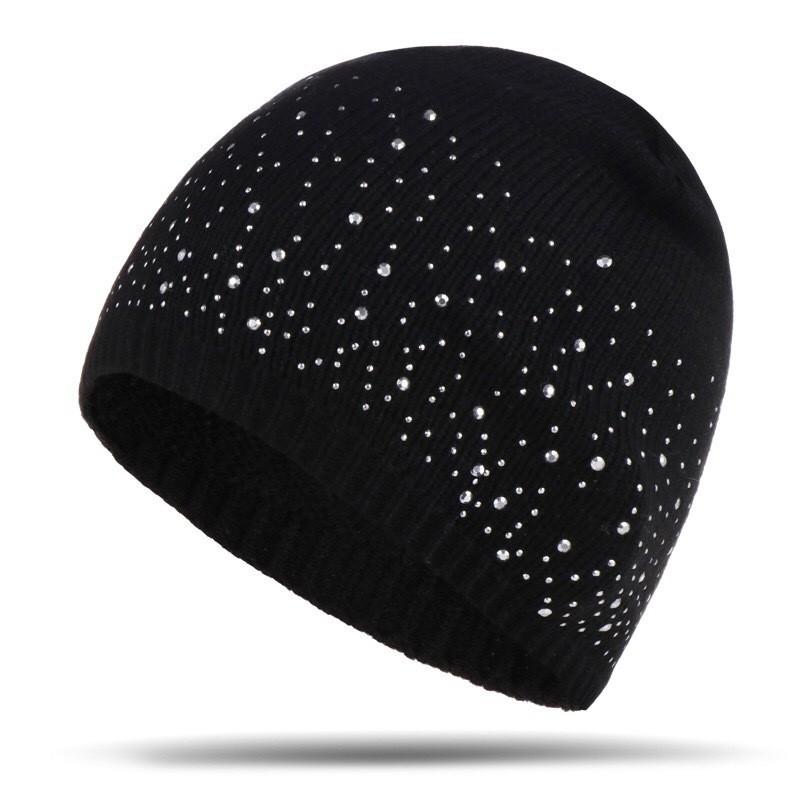 Knitted Hat For Women With Multicolor Rhinestones And Warm Wool Blend For Autumn Winter Fashion
