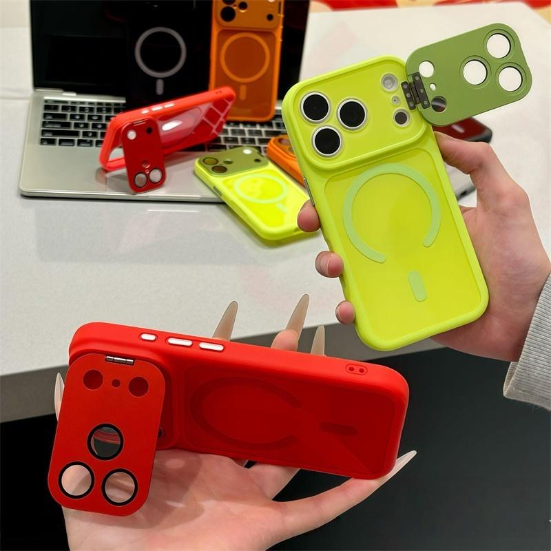 Metal Lens Holder Magnetic For Case For For Iphone 17 16 Plus 1 14 13 12 Pro Max Wireless Charging Acrylic Hard Back Cover