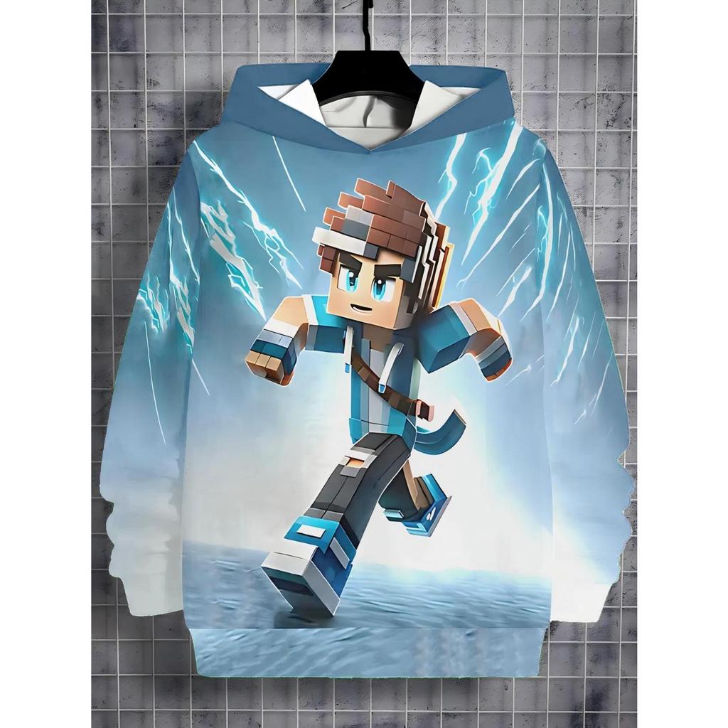 Neuer Anime-Hoodie, 3D-Cartoon-Kinderbekleidung für Jungen und Mädchen, langärmlige Herbstkleidung, geeignet für Kinder im Alter von 5-14 Jahren