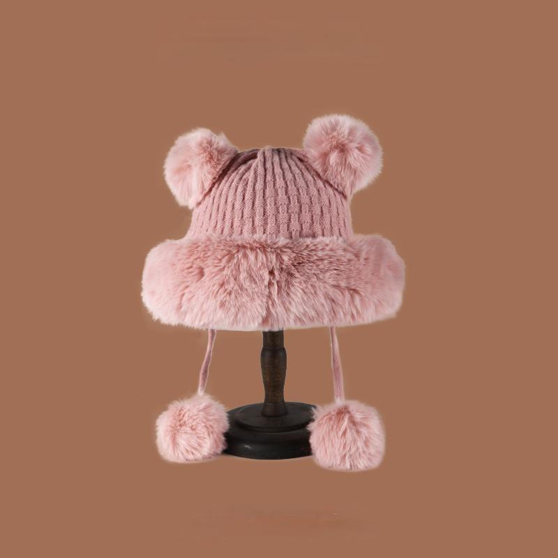 Winter Hat Female Cute Antlers Hairball Ear Protectors Plush Hat Christmas Thickened Northeast Lei Feng Hat Cycling Hat