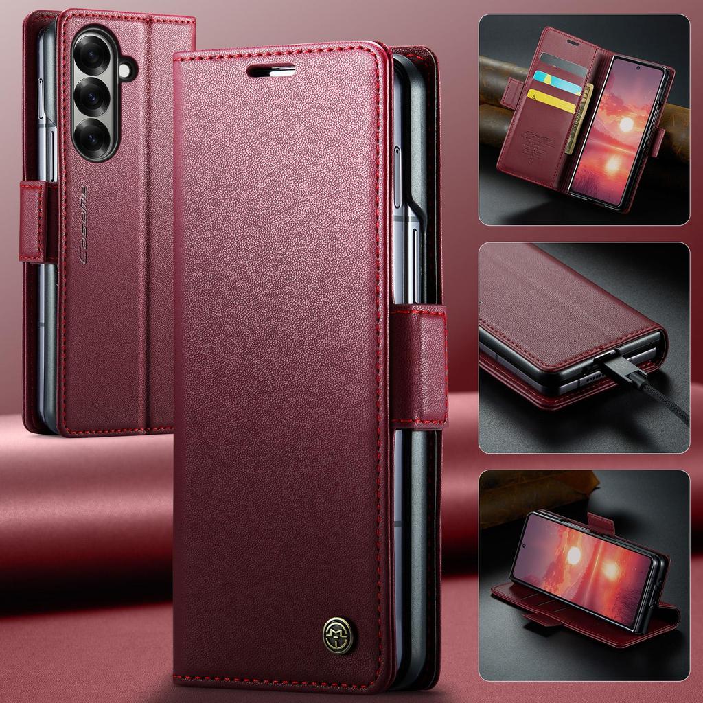 CaseMe For Samsung Galaxy Z Fold 7 Magnetic Flip Leather Wallet Case Skins Cover