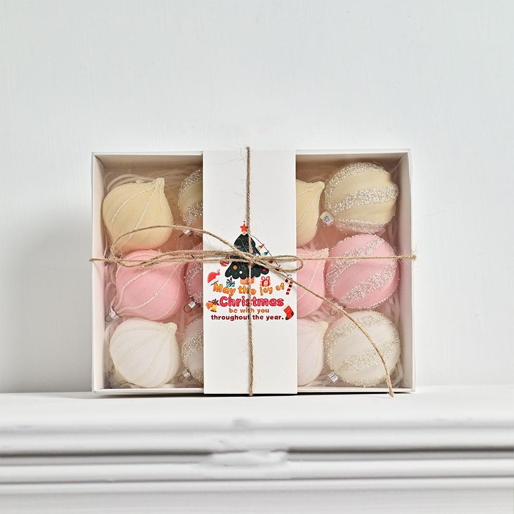 

12 шт. 6 см Рождественские шары-подвески Неправильные рождественские бархатные шары Сувениры для вечеринки розовый