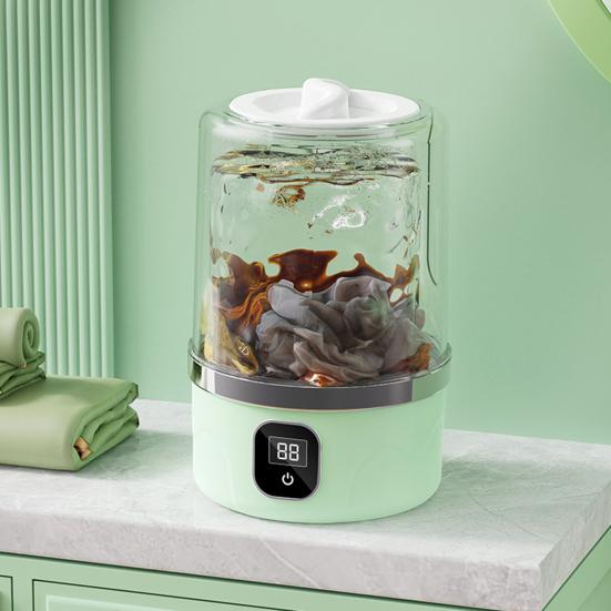 Portable Mini Washing Machine Underwear Socks Washer Large Capacity Digital Display Rechargeable Cordless Laundry Machine