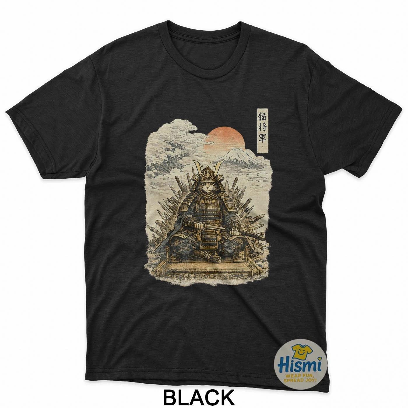 Samurai Cat Warrior Ronin Neko Japanese Art Feline Katana T-Shirt M