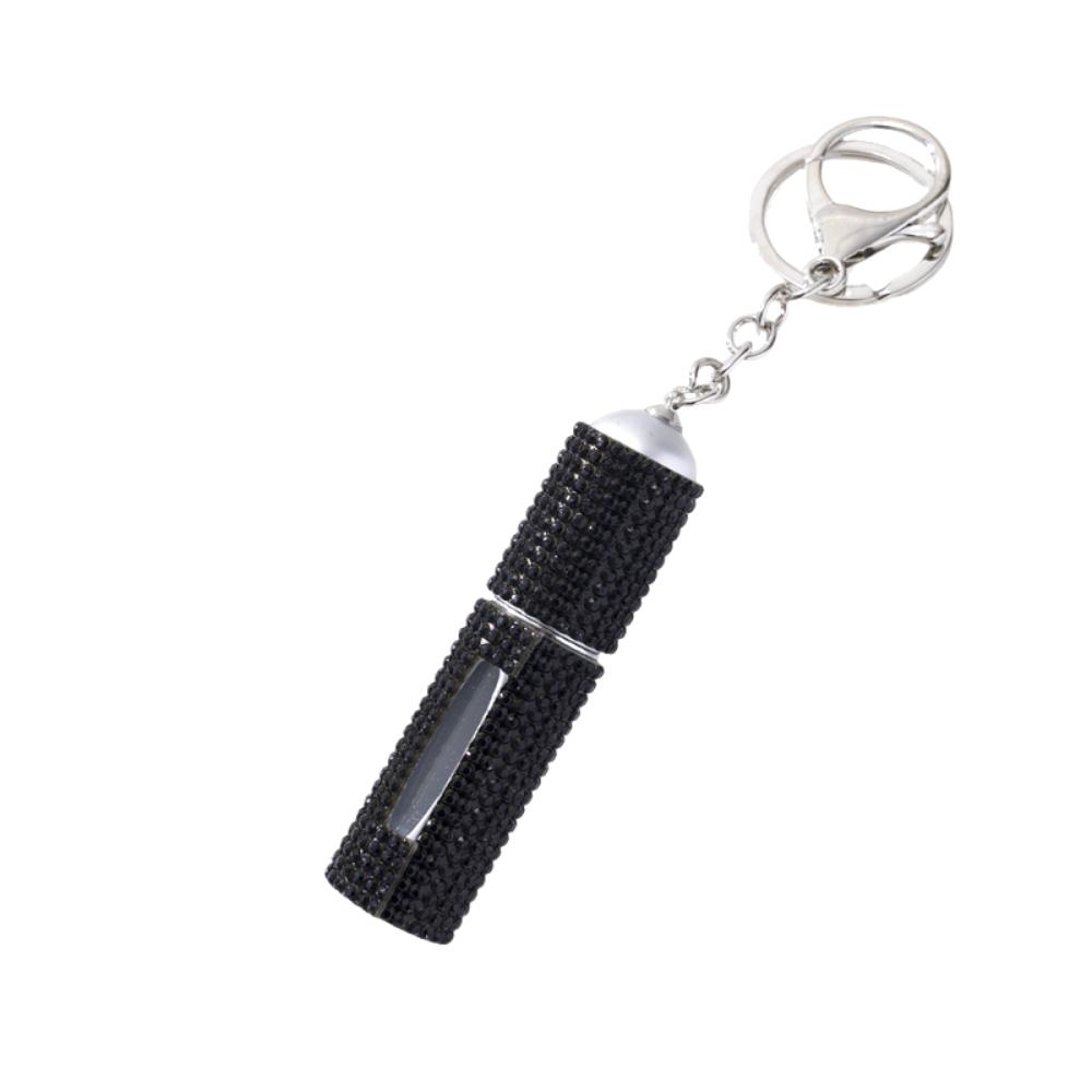 Exquisite Bottom Refillable Keychain Bottle 5ml Crystal Key Ring Atomizer Rhinestone Portable Spray Bottle For Travel