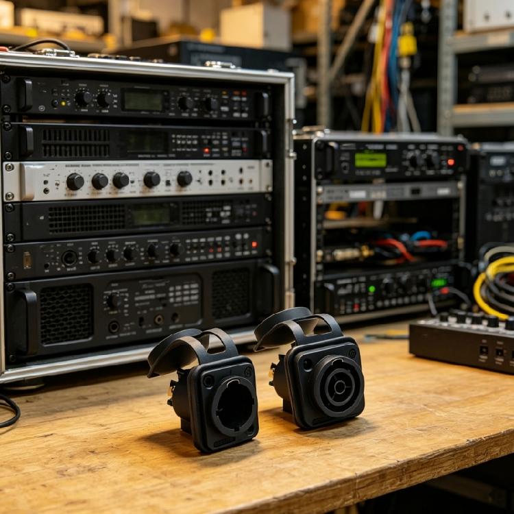 Event Equipment Power Socket Connector Receptacle with ABS Housing for Stage Lighting, Sound Systems, and LED Display Connection Tasks