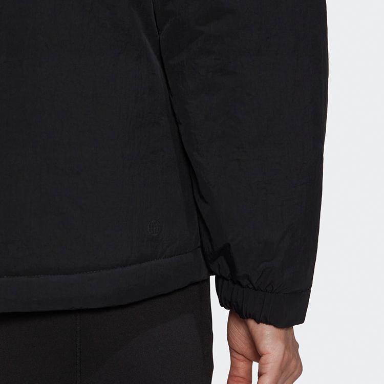 Adidas Solid Color Logo Graphic Hooded Jacket Women Outerwear Black HT8712