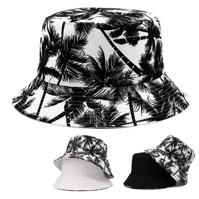 New Spring/Summer Women Bucket Hat Coconut Tree Sunshade Fishing Cap Leisure Travel Suns Visor Bowler