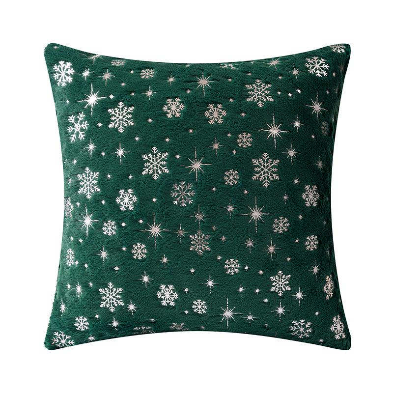 1pcs Luxury Christmas Cushion Pillow Covers Silver Snowflake Print Soft Plush Decorative Pillowcase for Home Sofa Holiday Decor