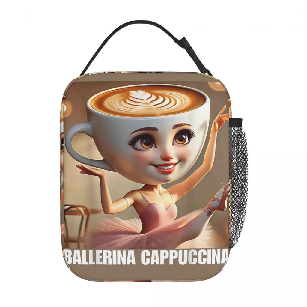 Ballerina Cappuccino Lunchtasche Ästhetische Brotdose Für Kind Picknick Tragbare Kühltasche Grafische Thermische Lunchtaschen