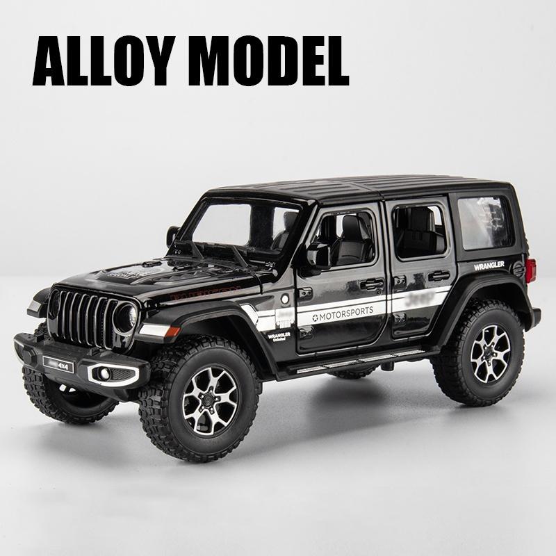 1:22 Jeeps Wrangler Rubicon Alloy Diecasts & Toy Vehicles Metal Toy Car Model Sound and Light Pull Back Collection Kids Toy Gift