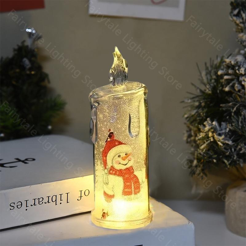 1-10PCS LED Simulation Flameless Candle Transparent Built in Printed Electronic Candle for Christmas Ambient Lighting Decor