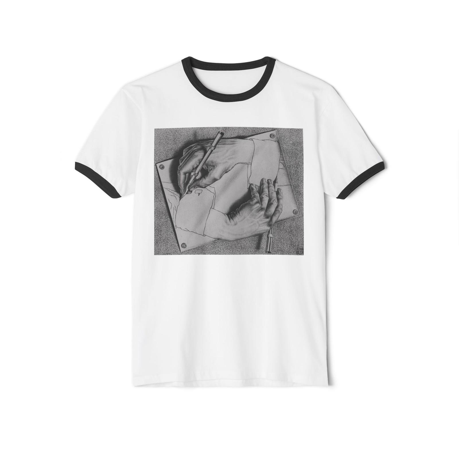 MC Escher Writing Hands Art | Ringer Tee Unisex T-Shirt XXXXL