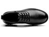 Men's Black Leather Derby Shoes, Casual Spring Style with Thick Soles, Low-Top Formal Wedding Martin Boots.