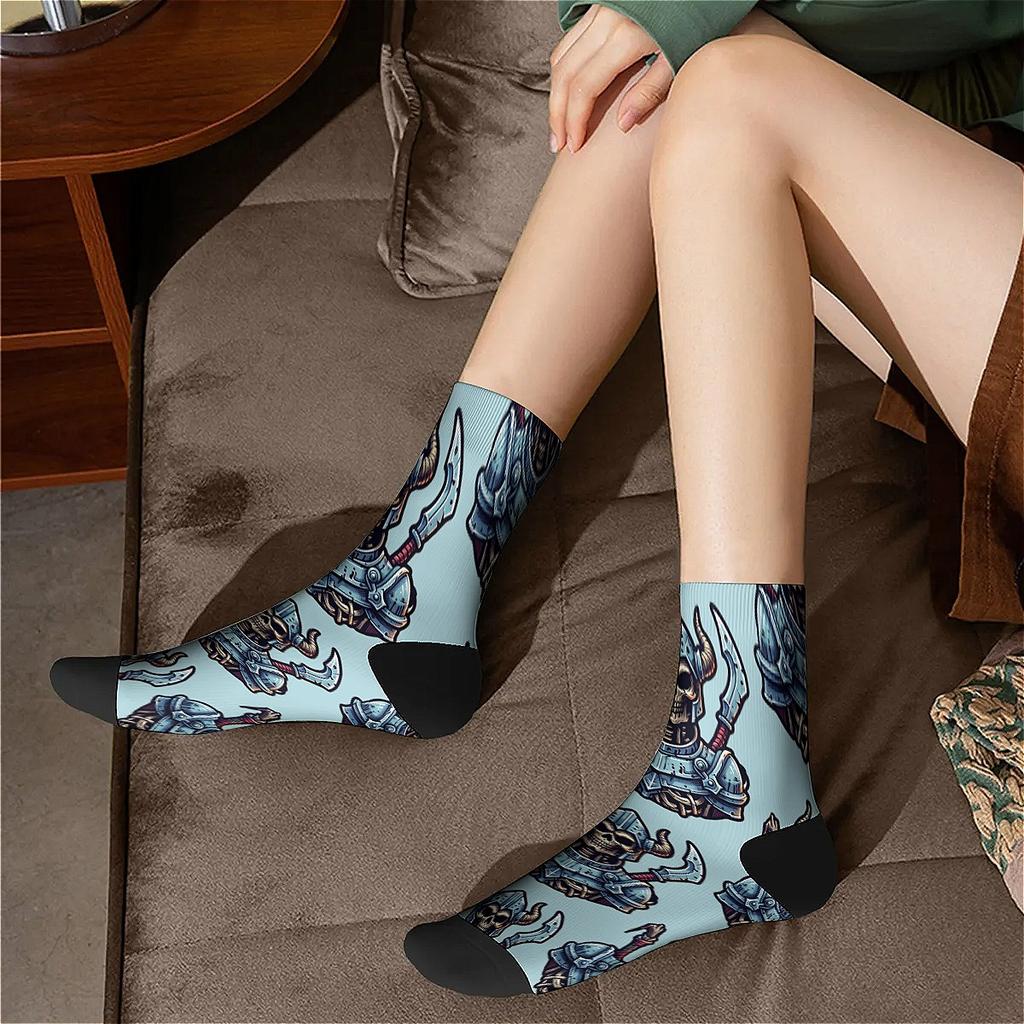 Funny Skeleton Knight unisex soft breathable hip-hop Crazy low-top socks Suitable for everyday wear in all seasons