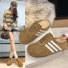 Three Bars Increase Height by 5cm~ Women's Outer Wear 2025 Autumn and Winter New Lazy Shoes Velvet Soft-soled Shoes German Training Half Slippers