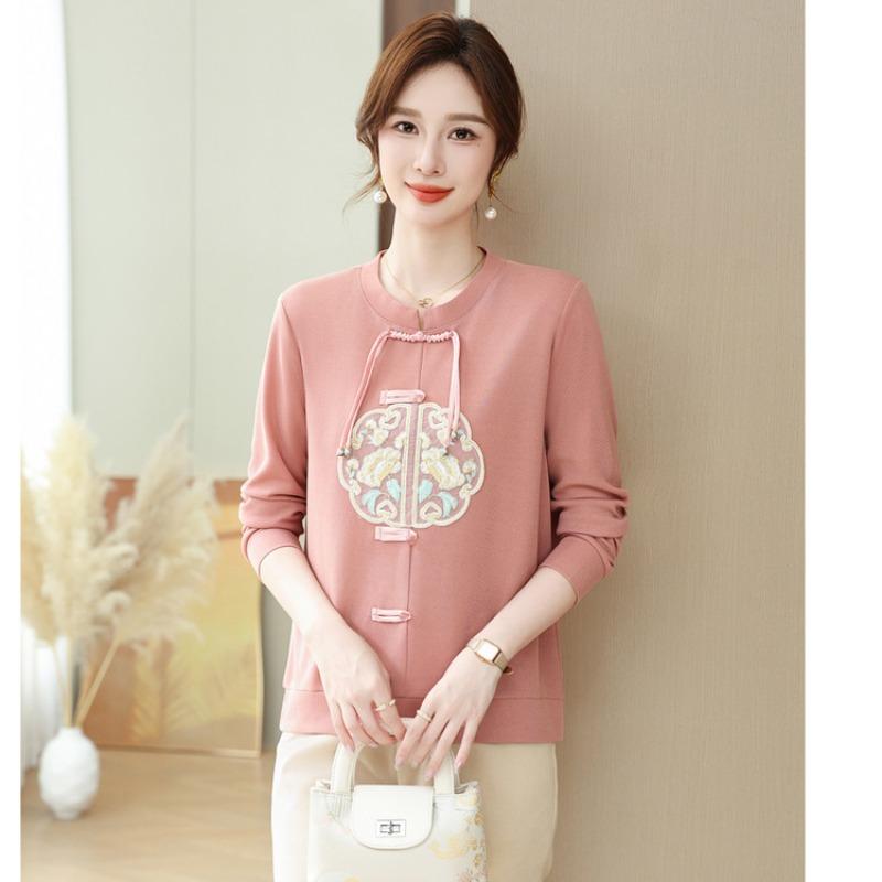 Autumn and Winter New Middle-aged and Old Women's Clothing Mother Clothing Fashion Casual Pullover Long-sleeved T-shirt Commuter