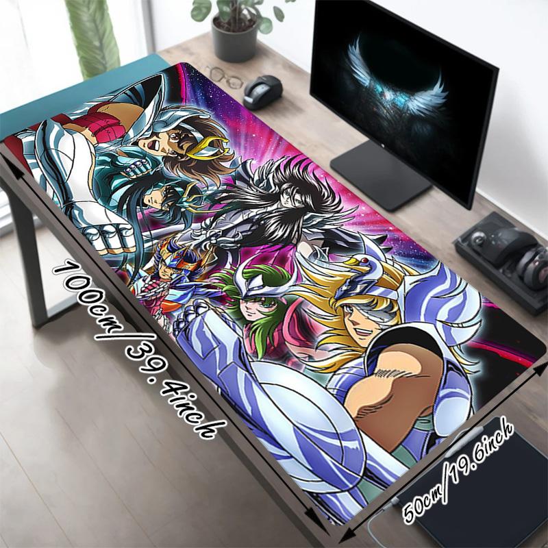 Saint Seiya Xl Gaming Mouse Pad Nonslip Rubber Base Stitched Edge Waterproof Desk Mat For Pc Laptop Gamer Office Computer Accessories